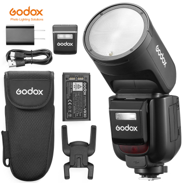 Godox v1pro ttl li-ion rotond head wireless speedlite flash per canon nikon sony fuji olympus