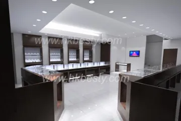 MDF jewelry display counter and showcase with LED in fashion kiosk style