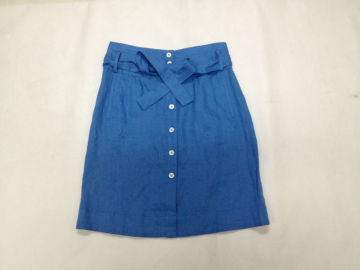 WOVEN LINEN SKIRT WITH FRONT PLACKET