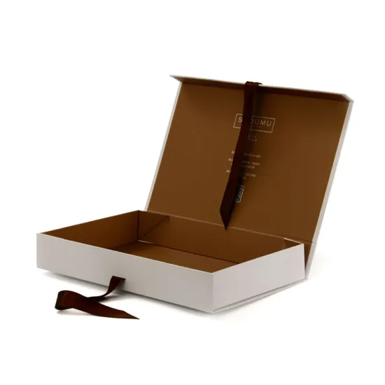 Brown Inside Collapsible Gift Box with Ribbon Closure
