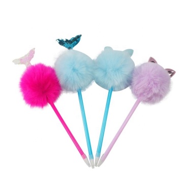 Funny Pens Promotion: Fur Pom Cute Ballpoint Mermaid Tail Plush Pen