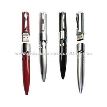 Hot Sale Metal USB Flash Disks for Free Gifts, Popular Pen-shaped Design