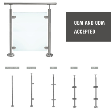 stainless steel stair handrail post glass clamp