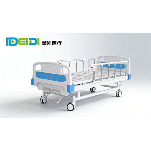 Medical Manual 2-Crank Hospital Bed, Mute Anti-Collision Castors, Adjustable Back & Leg