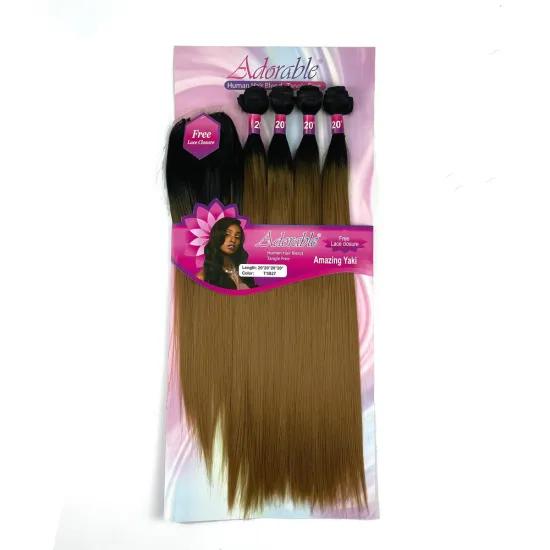 AMAZING YAKI STRAIGHT 4  bundles per set T1B27 100% heat resistance synthetic hair weave for afro women with closure
