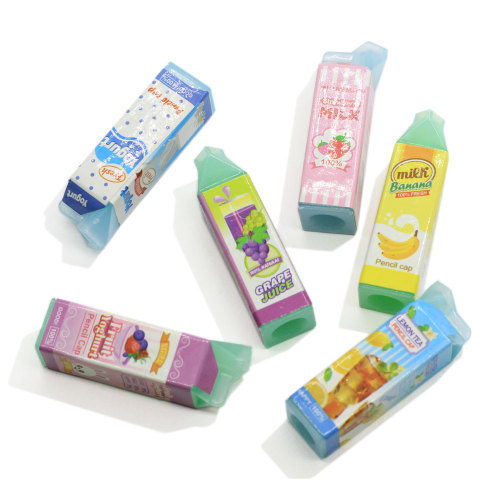 100 stks 3D Fruit Hars Boxed Sap Melk Drinken Fles Pretend Voedsel Kawaii Cabochons voor Kinderen Pop Keuken Accessoires