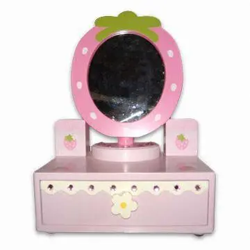 Wooden Doll's Bedroom Dressers, Composed of Mirror and Drawer