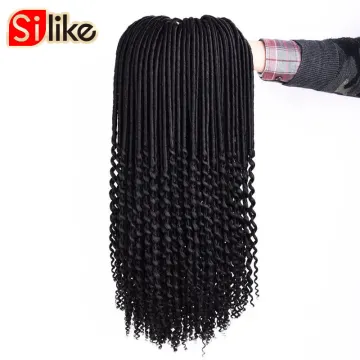 Synthetic Braiding Hair Extensions 20inch Goddess Locs Crochet Braids Black Wavy Faux Locs Crochet Hair Curly Ends Dreadlocks