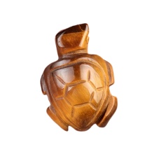 Tiger Eye 1.0Inch Turtle Ornament Handmade Craved Animal Figurine Tortoise Sculpture for Home Decoration