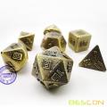 Bescon Messing-Erz Lode Solid Metal Würfel Set, Rohmetall Polyedr D &amp; D RPG 7-Würfel Set