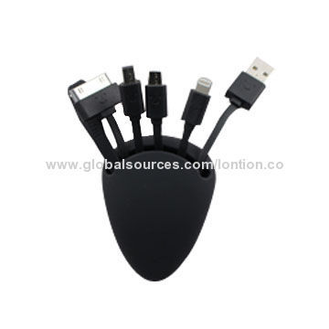 Brand New Multifunction 5-in-1 Soft Silicone Micro USB Charger Cable Case for iPhone 5, OEM Orders