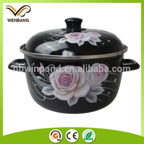 black colour enamel belly shape enamelware cookware