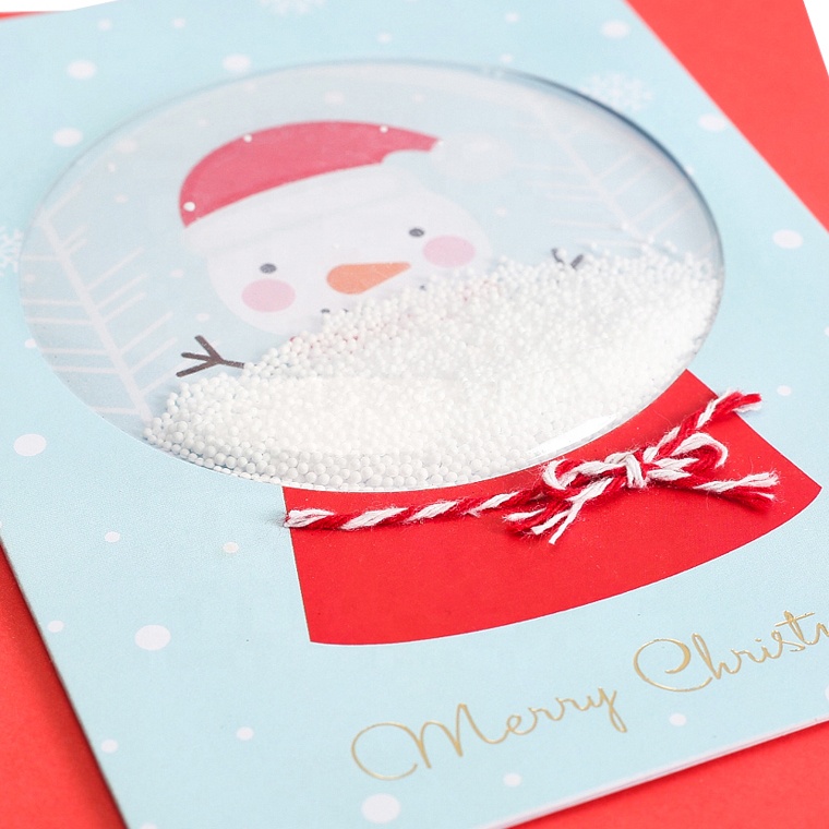 3d Handmade Gold Foil Red Cards Christmas Global Snowman Holiday Funny Greeting Cards3