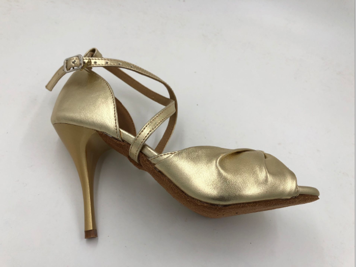 Girls Gold Leather Latin Shoes