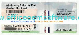 Hewlett-packard 7 Student Home Pre Windows Oem Product Key Sticker / Code Labels