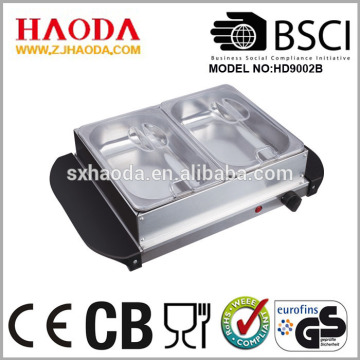 2 Section Buffet Server Warming Tray each with a 1.5 Litre Capacity - 150 Watts.