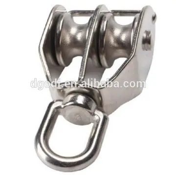 High Quality M25 Swivel Chain Traction Wheel Stainless Steel 304 Double Wire Rope Pulley Block
