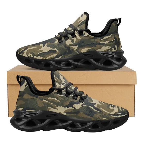 Customized Men's Lightweight Green Camo Slip-On Breathable Gym Sneakers