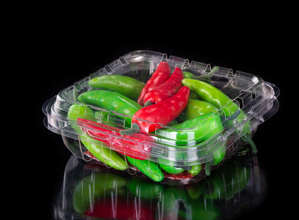 Scatola di plastica usa e getta per frutta e verdura