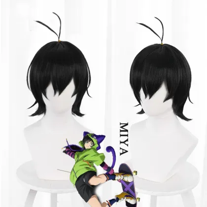 35cm Short Black Synthetic Wig for Chinen Miya Cosplay from SK8 the Infinity