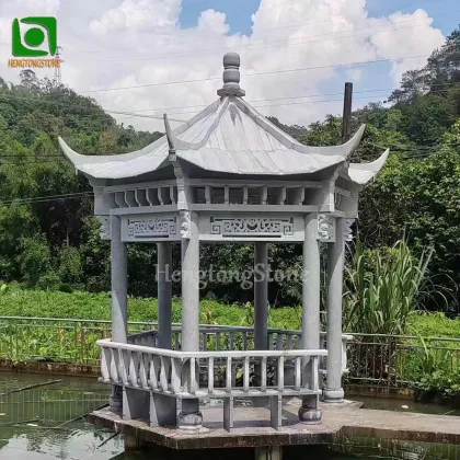 Chinese Style Granite Outdoor Pavilion Sculpture