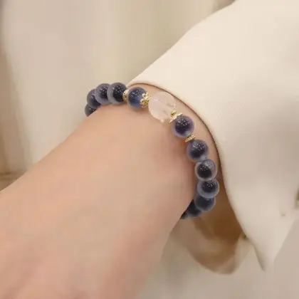 New Natural Blue Soft Heart Agate Bracelet