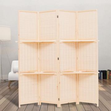 Bamboo 4-Panels Folding Room Divider for Bedroom