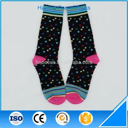 Newest design wave point pattern knitted socks women