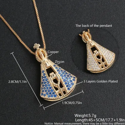 18k Gold Plated Virgin Mary Zircon Micro-Inlaid Necklace