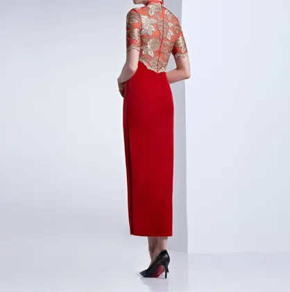 2016 New Red Prom Long Evening Dress Chinese Qipao