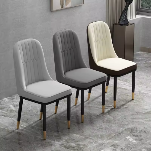 Luxury new design Restaurant Chairs Dinning leather Chair With Metal Legs