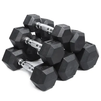 Fitness Gym Basic Equipment Gym Rubber Hex Dumbbells