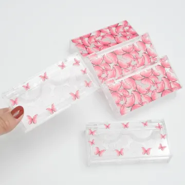 10/30/100/Pack Wholesale Lash Boxes Packaging Eyelash Box Package Custom Plastic Black Pink Butterfly Makeup Storage Case Vendor