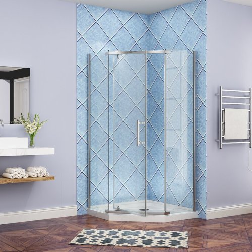 SALLY Neo-Angle Brush Nickle Shower Enclosure Pivoted Door