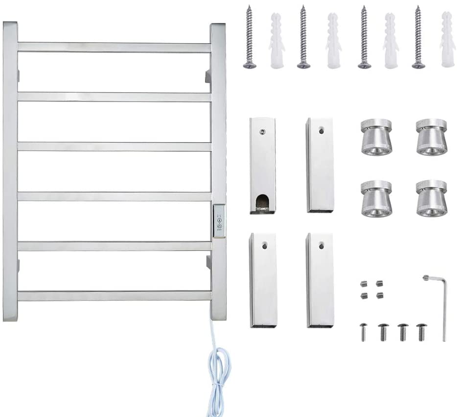 6 supports de serviettes chauffées murales en aluminium