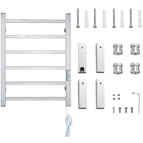 6 supports de serviettes chauffées murales en aluminium