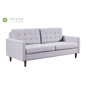 Grey Fabric Cushion Three Seat Sofa with Legs