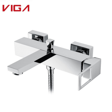 Luxury Single Lever Brass Wall-Mounted Bath Mixer Tap Set