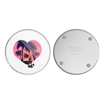 Ultra Thin Custom Blank Subbank Sublimation Thermal Transfer Round Aluminum Alloy Wireless Fast Charge Charger