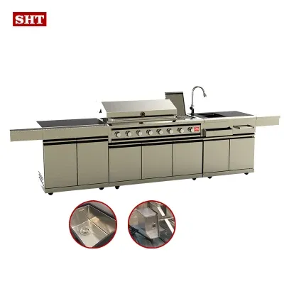 Stainless Steel Gas Barbecue Grill with Refrigerator