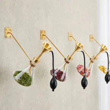 Upper Wall Support Glass Creative Smelling Bottle for SPA - Brass White Wine Essential Oil Perfume Coffee Beans" 

However, to make it more concise and SEO-friendly, consider:

"Brass Upper Wall Support Glass Smelling Bottle for SPA & Essential Oils