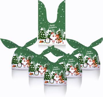 50pcs 크리스마스 사탕 치료 가방 - 파티 호의 및 선물 포장을위한 귀여운 크리스마스 쿠키 가방
