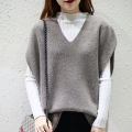 Casual sleeveless folded wear all wool knit waistcoat