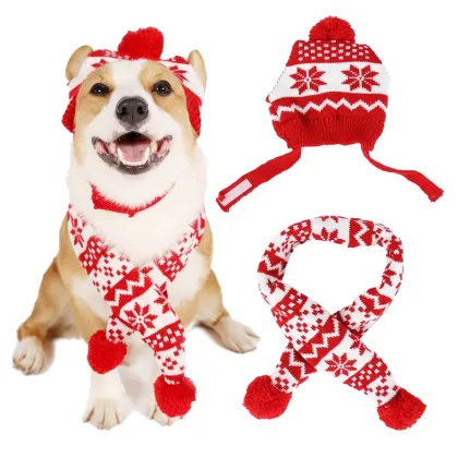 Pet Christmas Winter Warm Cute Accessories Neck Ear