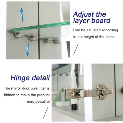 Washroom Wall Hanging Double Door Led Mirror Cabinet