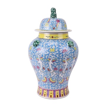 RYZG34-G Jingdezhen Famille Rose Porcelain Ginger Jars with Lion Head Lid