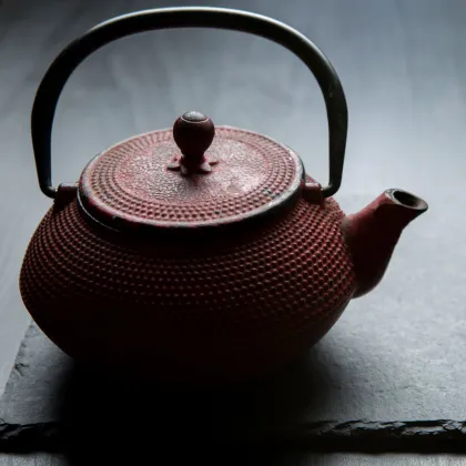 Red Embossed High-Quality Cast Iron Tea Kettle - 0.6L Teapot - China