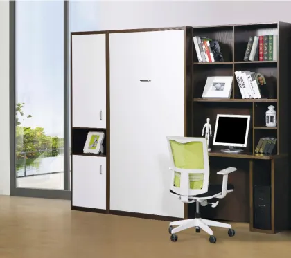 Folding Hidden Murphy Bed with Bookshelf