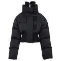 Custom Fashion Black Cropped Wool Down Jacket