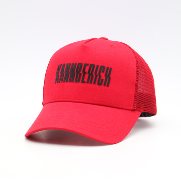 Red Trucker Hat with Print Logo